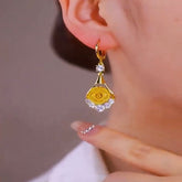 Elegant Gold Rose Hoops